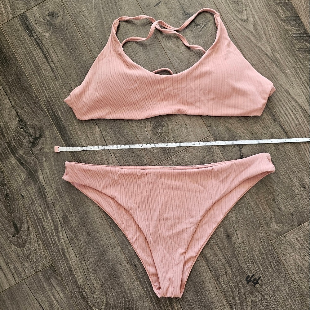 sz‎ L Pink Cross Back Bikini Feminine Spring Break Easter Vacation Beach Pool